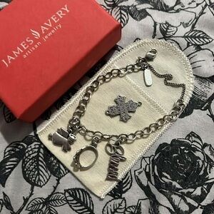 James Avery Silver Charm Bracelet with Cross and Heart